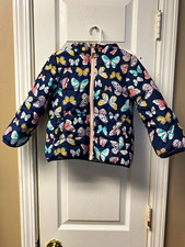 Carter's Toddler Girls Navy Butterfly Hooded Full Zip Puffer Jacket 3T picture