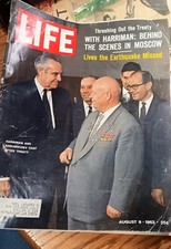 VINTAGE Life Magazine August 9, 1963 Threshing Out the Treaty Cover Photo picture