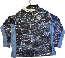 AFTCO Men’s L Hooded Pullover Long Sleeve Fishing Hoodie Blue/Black picture