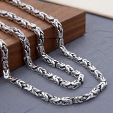 NEW Solid 925 Sterling Silver Necklace 5mm Byzantine Link Chain Necklace picture
