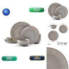 Pfaltzgraff Emma 12 Piece Dinnerware Set, Gray picture