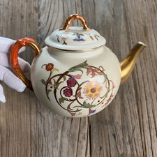 Antique Royal Worcester Blush Ivory Teapot Hand Painted Floral Gilt England picture