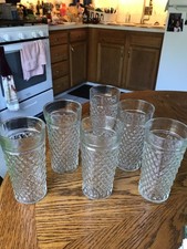 Vintage Clear Quilted Diamond Point Glasses/Tumblers - Six picture