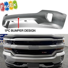 Front Bumper W/ Fog Hole Fits Chevy Silverado 1500 2016-2018 Silver Ice Metallic picture