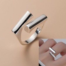 Unique 925 Sterling Silver Open Ring Simple Adjustable Vintage Women Jewelry picture