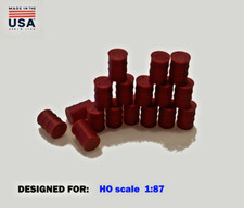 (20) - 55 Gallon Drum Barrels (Red) HO Scale Lot Walthers Herpa Promotex Wiking picture