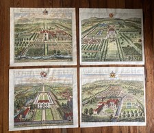 Set Of Four  Authentic 18th Century Hand Painted Engravings by Johannes Kip picture