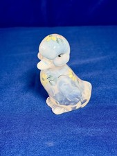 Vtg Fenton French Opalescent Art Glass Duckling Duck Figurine Floral Flower    picture