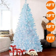 4/5/6/7FT Artificial Christmas Tree with Blue LED Lights Stand Xmas Holiday picture