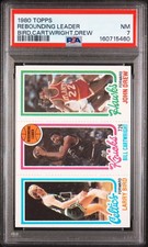 1980 TOPPS REBOUNDING LEADER BILL CARTWRIGHT/JOHN DREW/LARRY BIRD PSA 7 picture