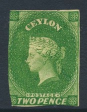Ceylon 1857-9 2d yellowish green SG3a unused Cat £500 picture