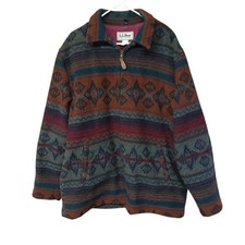 Vintage LL Bean Wool Jacket Men's Tall Large Southwest Aztec Pattern USA 80s picture