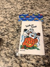 Vintage Plastic HALLOWEEN Trick or Treat Candy Bags 1990’s Ghosts PUMPKINS NOS picture