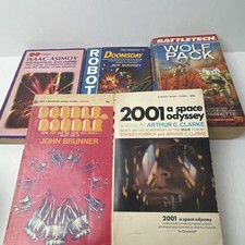 Vintage Sci-Fi Books Lot Of 5 - Asimov, Clarke, Brunner, Battletech, Robotech picture