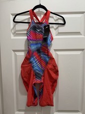 NWT Speedo Fastskin LZR Pure Valor 2.0 OpenBack Kneeskin Red/Blue Size 26 picture