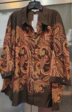 Rose & Olive Plus 2X Multicolor  3/4 sleeve  Button Down Blouse 27'' Long picture