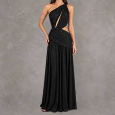 Michael Costello x Revolve Fairleigh Gown Women Large Black Cutout Draped picture