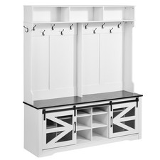 Uimoso Wooden Entryway Hall Tree with Bench and 12 Hooks for Storage picture