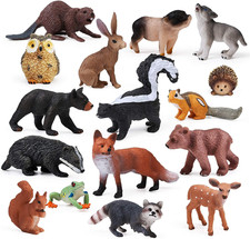 16PCS Forest Animals Baby Figures Woodland Creatures Figurines Miniature Toys... picture