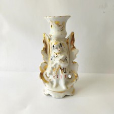 Antique French Porcelain Candlestick Gilded Figural Putto Candle Holder Rococo picture