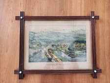 Vintage CURRIER & IVES THROUGH TO THE PACIFIC COLOR LITHOGRAPH PRINT PAINTING picture