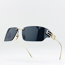 Balenciaga BB0485SA Rimless Gold Frame Black Lens Rectangle Sunglasses 76mm picture