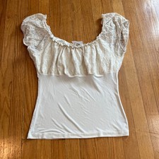 Vintage Y2K white lacy babydoll coquette whimsical top picture