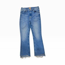 MOTHER Women’s Light Wash Blue Denim Crop Step Fray Jeans Slim Fit Size 26 picture