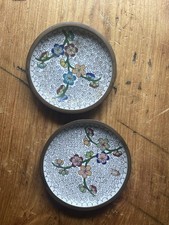 Chinese Enamel Lot Of 2 Small Pin Dishes Vintage Cloisonné picture