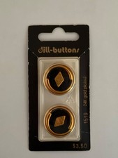 Dill Buttons Style 1510  24K Gold Plated - Vintage Size 7/8”  (23 MM) Black/Gold picture