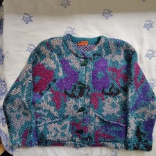Vintage Missoni Chunky Floral Motif Fuzzy Cardigan picture