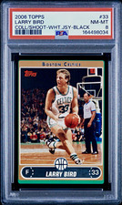 2006-07 Topps Larry Bird #33 BLACK /99 Collecting To Shoot White JSY PSA 8 RARE picture