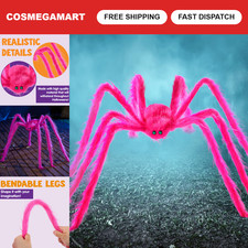 Giant 5 Ft Neon Pink Spider with Green Eyes - Halloween Outdoor Yard Decor, Haun picture