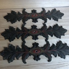 Set of 3 Red Black Leaf Metal Architectural Decorative Hardware 13