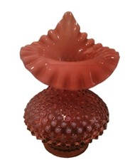 Vtg Fenton Hobnail Vase Jack in the Pulpit Cranberry Opalescent Red 8