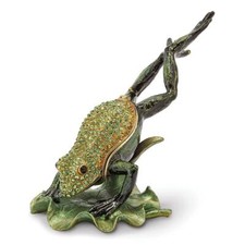 Jere Luxury Giftware, Bejeweled CLEM HOPPER Diving Frog Trinket Box with Matchin picture