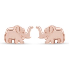 Adorable Small Elephant Stud Earrings in Solid Sterling Silver 925 picture