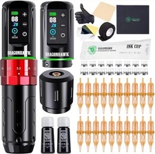 Dragonhawk L3 Red Wireless Tattoo Machine Kit 2 Batteries 7 Stroke Mcore NEW picture