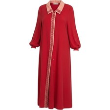Evelyn Pearson Lounging Robe Women Medium Red Peach Vintage Snap Front Housecoat picture