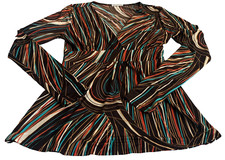 VTG Y2K Body Central Womens Top Sz S Multicolor Dynamic V-Neck Long Sleeve picture