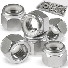 110Pcs 1/4-20 Nylon Insert Lock Nuts 304 Stainless Steel Nylock UNC picture