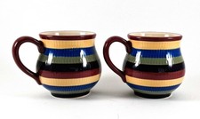 Longaberger Pottery Bright Multicolor Mugs ( Set of 2)  Rare *NEW* picture