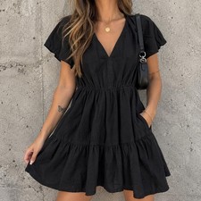 Universal Thread Black Tiered Mini Dress – Women's large Black picture
