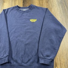 Vintage Spam Sweatshirt Mens M Blue Canned Meat Survival THICK Crewneck Sweater picture