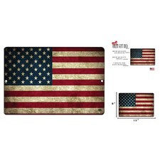 Patriotic 12x8 Inch Aluminum American Flag Sign – Wall Mount for Home or Garage picture