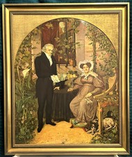 Print parents by Otto Grashof Biedermeier painting elaborately framed 84x70 cm picture