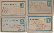 FOUR 4 EARLY SMALL SIZE CANADA POSTAL CARDS - 1880s picture