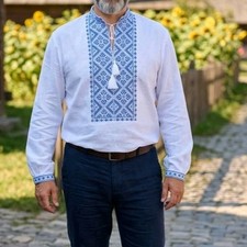 M Traditional Ukrainian embroidered shirt for men Vyshyvanka picture