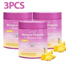 3PCS Feminine Vaginal Probiotic Formula Gummies Elm Slippery pH Balance 60 ct picture