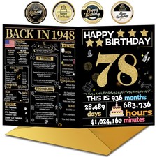 78th Birthday Card with Envelope, 78th Birthday Decorations for Women Men, 78... picture